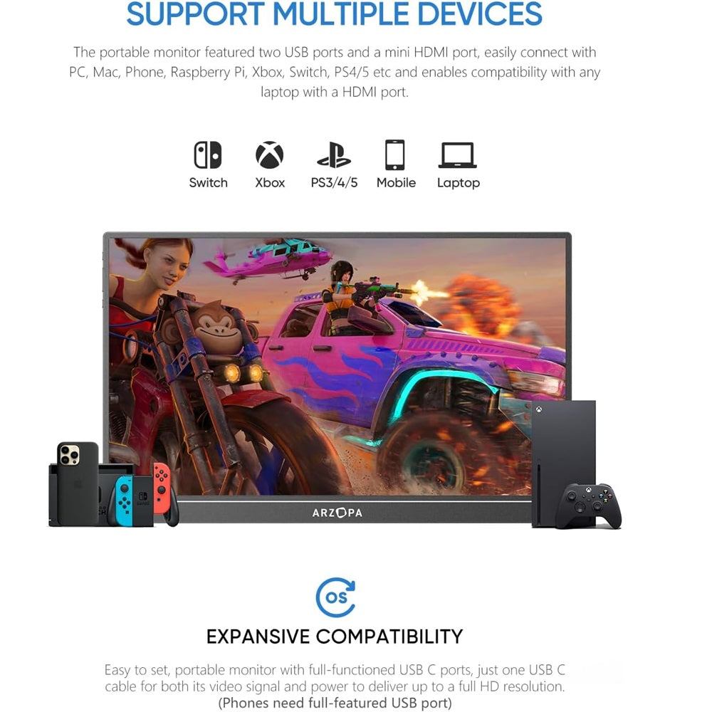 Arzopa Z1FC 144Hz Portable Gaming Monitor 16.1″ IPS Screen Premium Aluminum Design 100% sRGB with HDR Ultra Slim Eye Care for Laptop PC/PS5/Mac/Xbox/Switch Arzopa Z1FC 144Hz Portable Gaming Monitor 16.1″ IPS Screen Premium Aluminum Design 100% sRGB with HDR Ultra Slim Eye Care for Laptop PC/PS5/Mac/Xbox/Switch